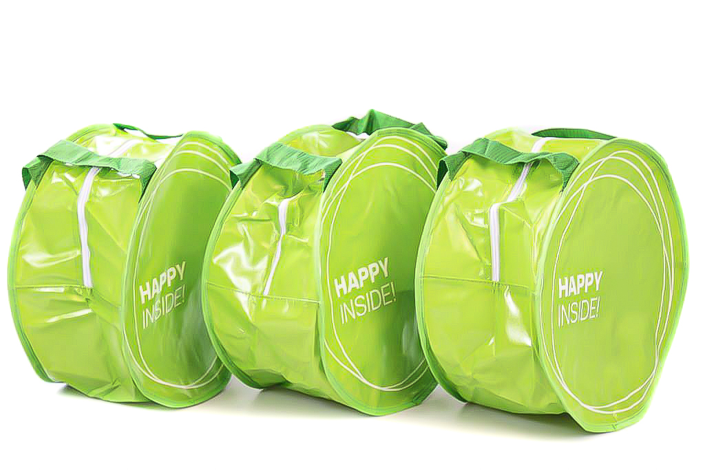 Tasche grün rund "Happy Inside" (3)