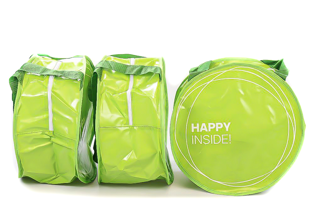 Tasche grün rund "Happy Inside" (3)